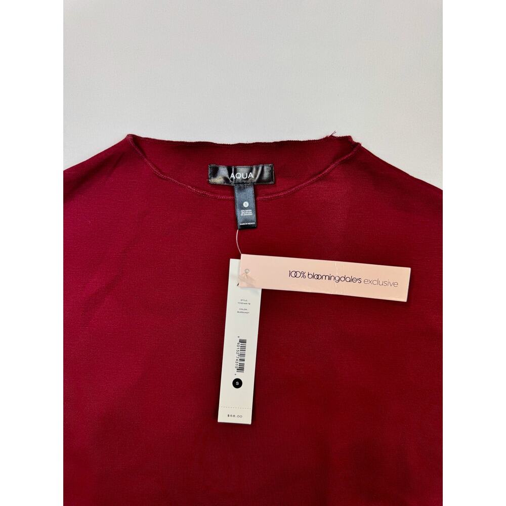 Aqua Ponte Sheath Mock Neck Cap Sleeve Mini Dress Burgundy Red Women’s Small - Picture 8 of 16